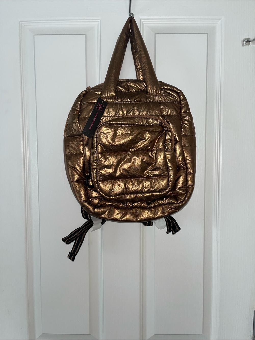 Metallic Bronze Quilted Mini Backpack